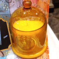 Yellow Bell Jar candle with cover and multiple fragrance option of choice