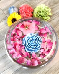 Blue Peony Flower Floating Candle