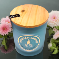 Blue Frosted Candle with Lid