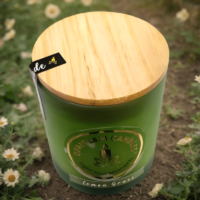 Green Frosted Candle with Lid